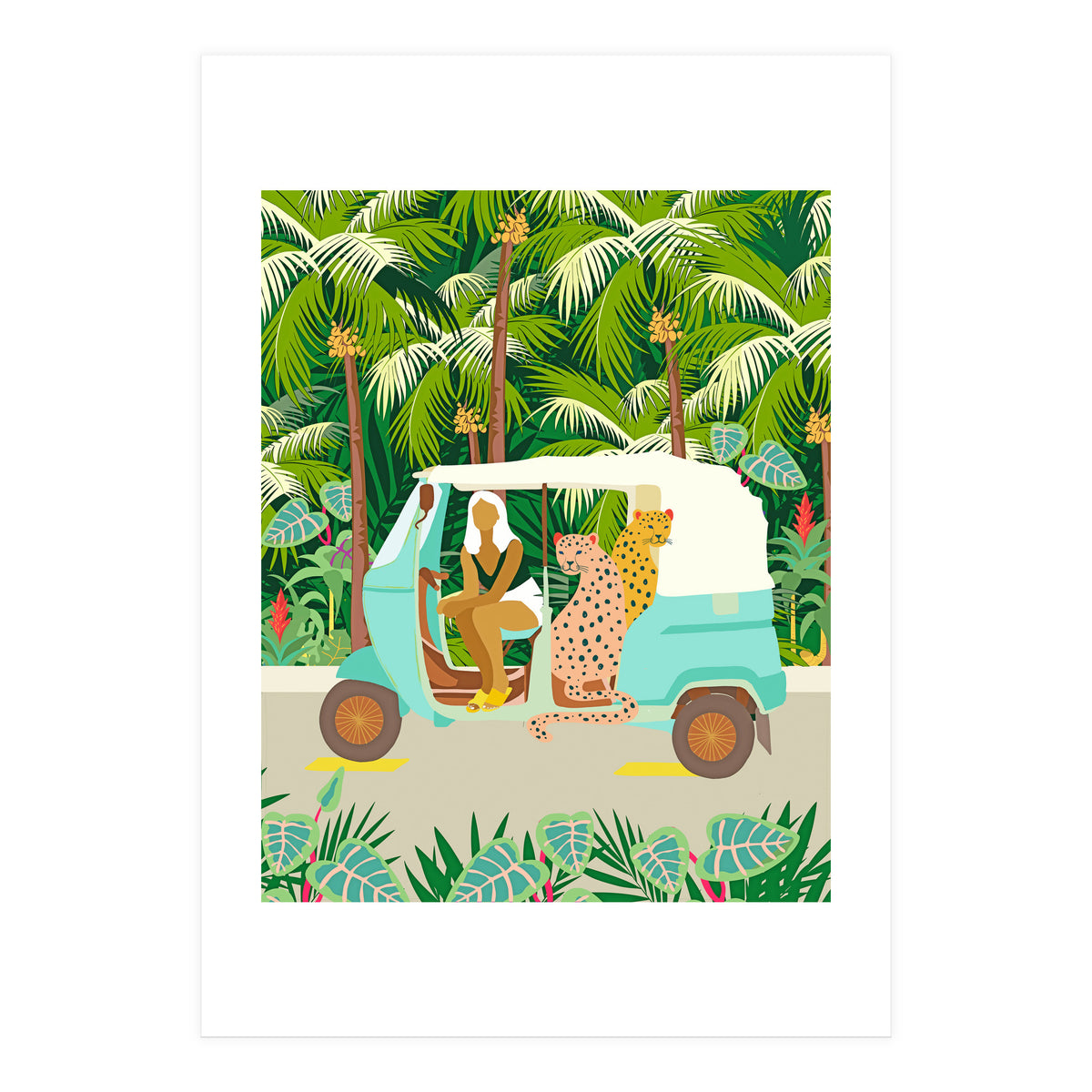 Rikshaw ride with Javan leopards in Bali | Tropical Nature Jungle Bohemian Wildlife Travel (Print Only)