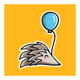Kawaii Cute Hedgehog With Balloon (Print Only) thumbnail