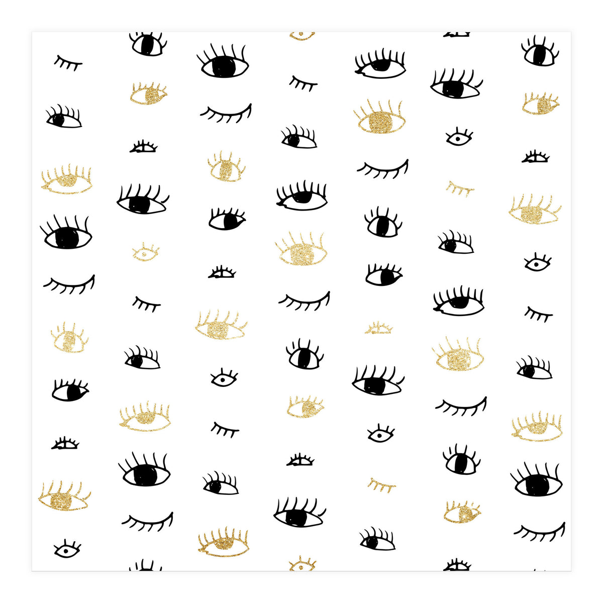 Gold and black eyes and lashes pattern (Print Only)