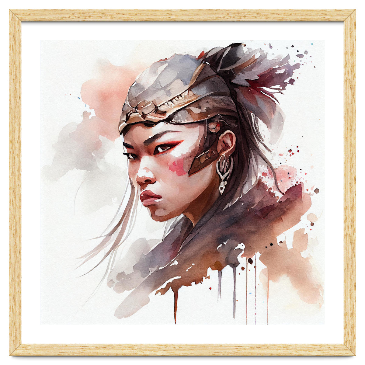 Watercolor Asian Warrior Woman #1