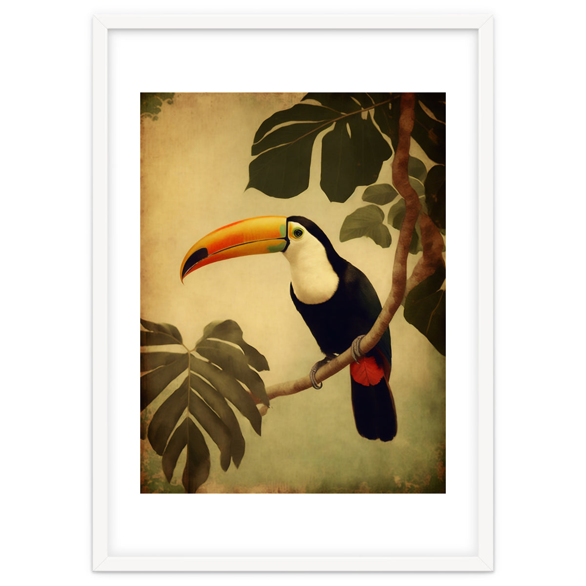 Toucan Vintage Jungle Painting