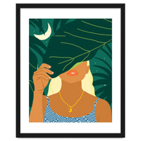 To The Moon & Never Back | Jungle Dreamer Bohemian Tropical Soul | Forest Nature Woman Illustration