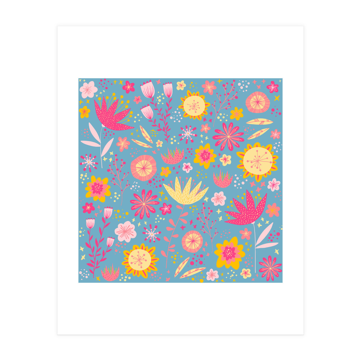 High Summer Flowers Teal (Print Only)