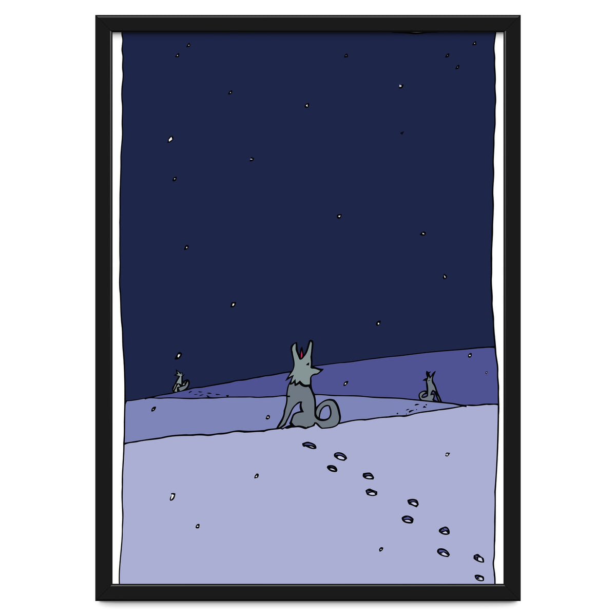 Dogs in Winter Night