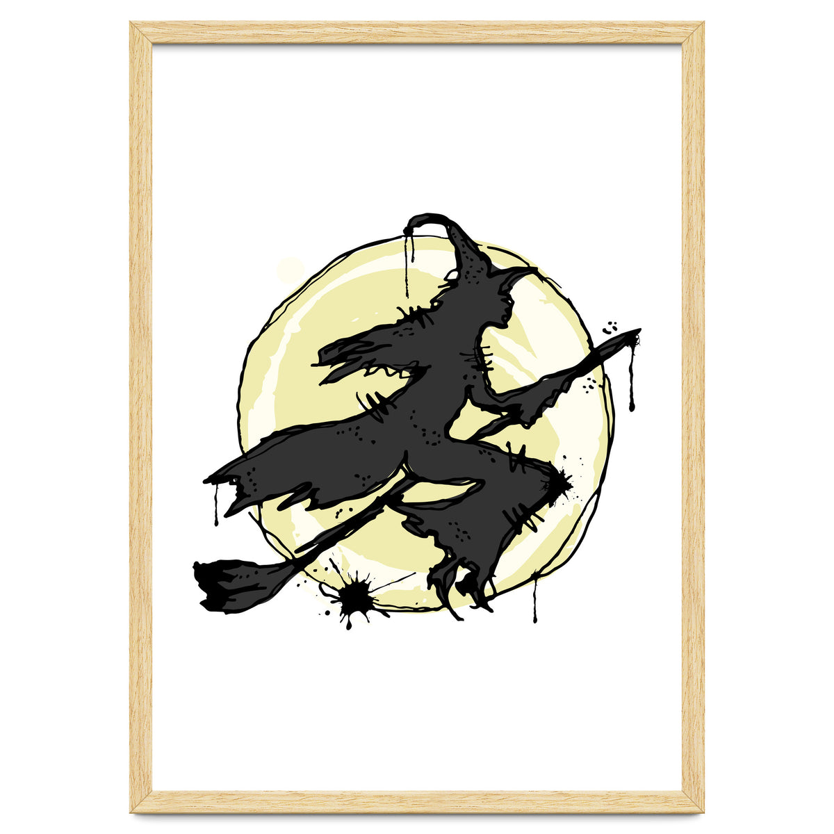 Witch on her broom sketch