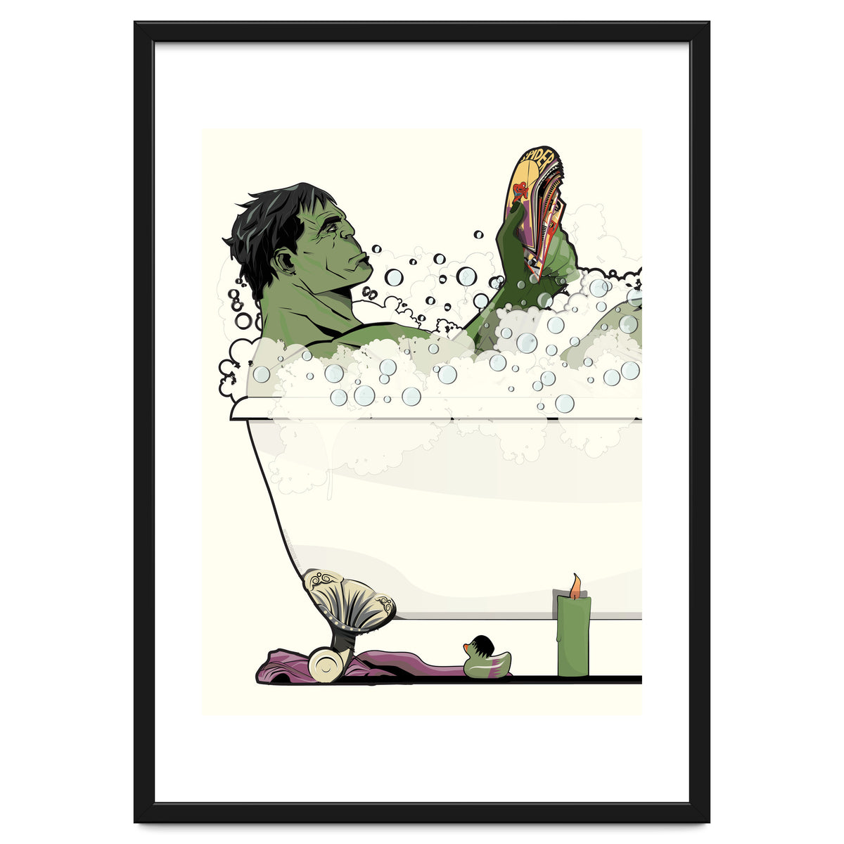 The Incredible Hulk in the Bath, funny Bathroom Humour