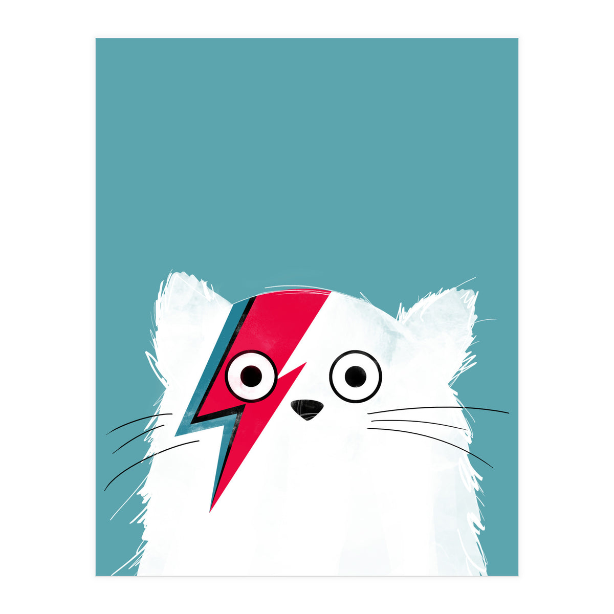Doozal Cat Bowie White (Print Only)