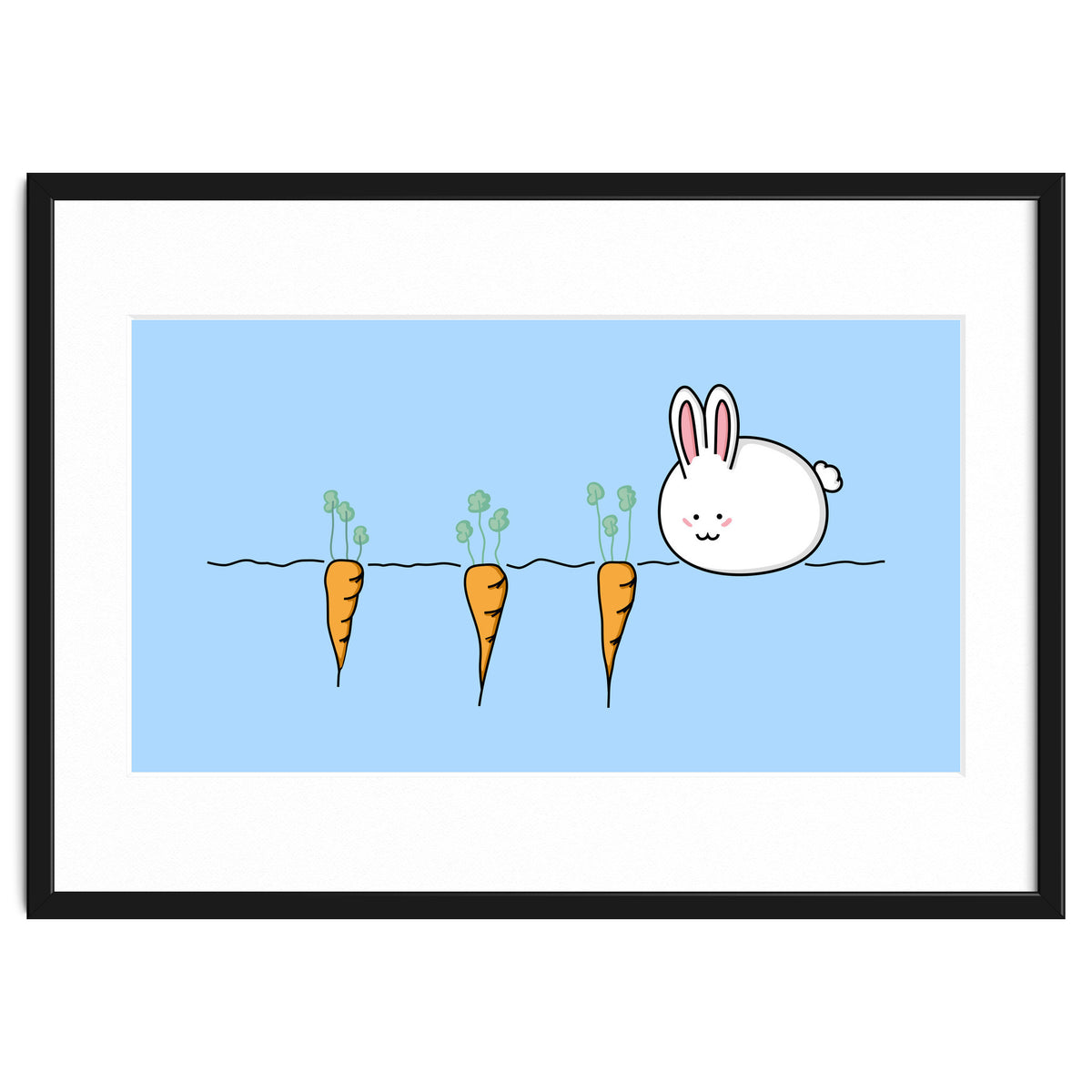 Kawaii Cute Rabbit With Carrots