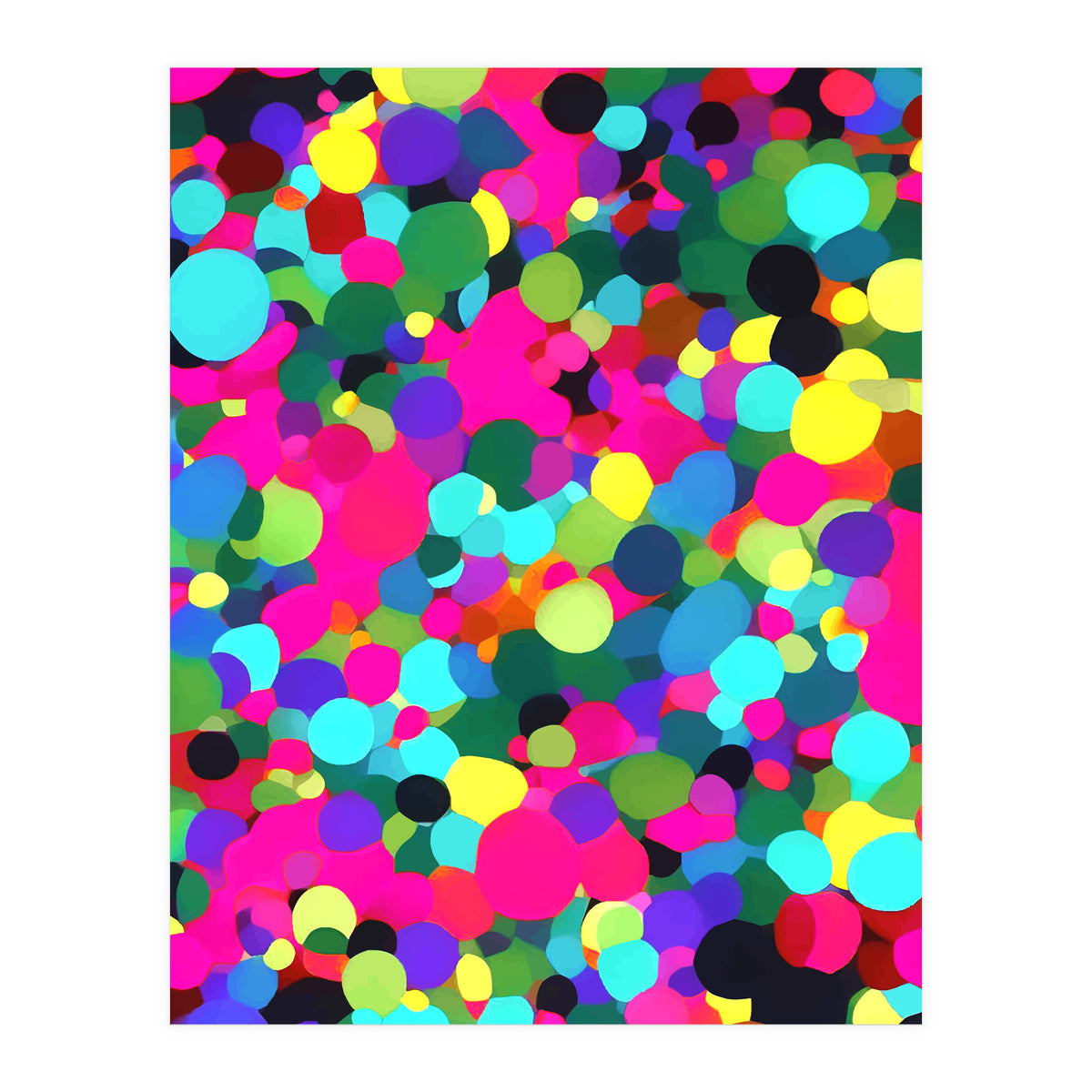 A Mess Of Colors, Eclectic Colorful Water Balloons, Fun Party Confetti Polka Dots Painting (Print Only)