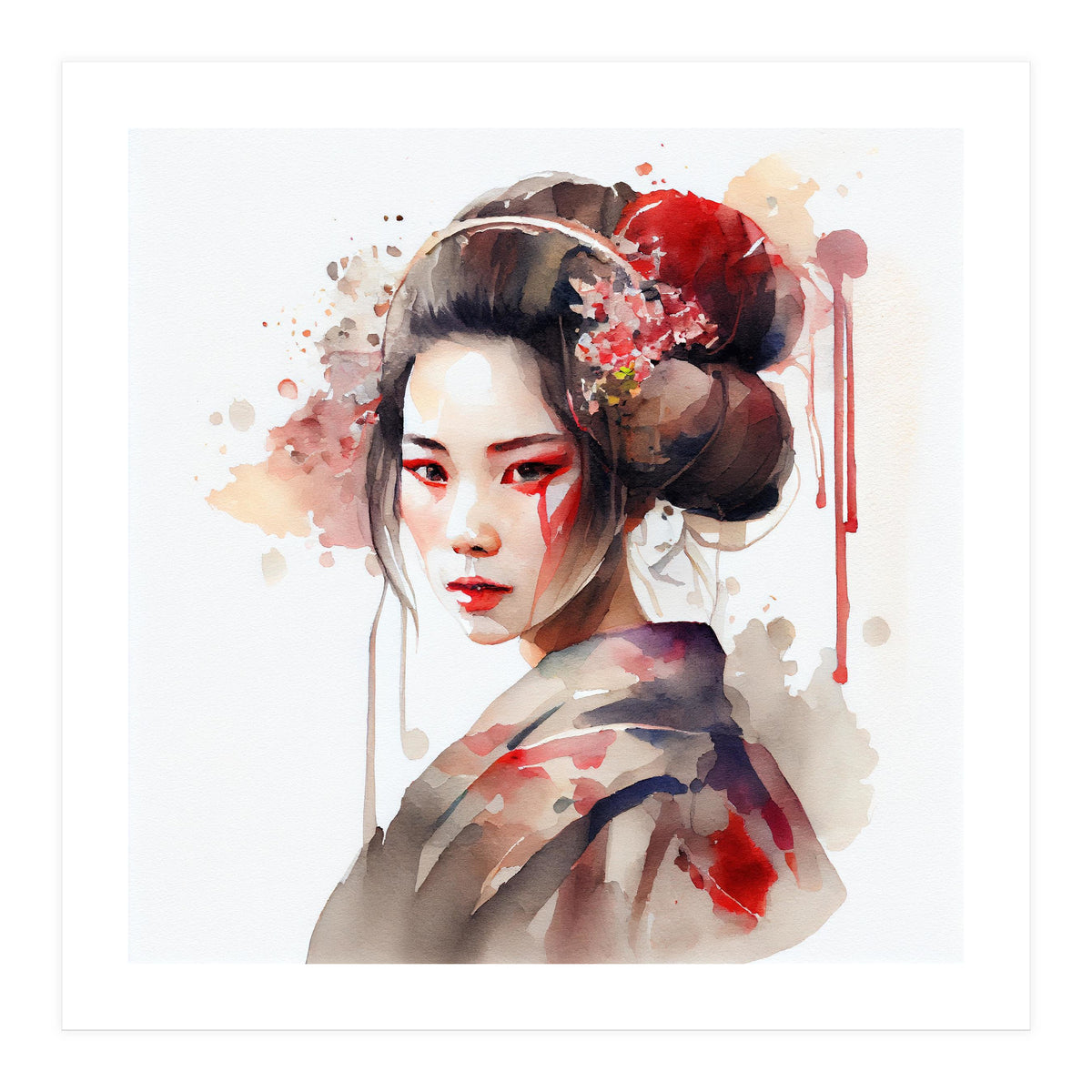 Watercolor Modern Geisha #2 (Print Only)