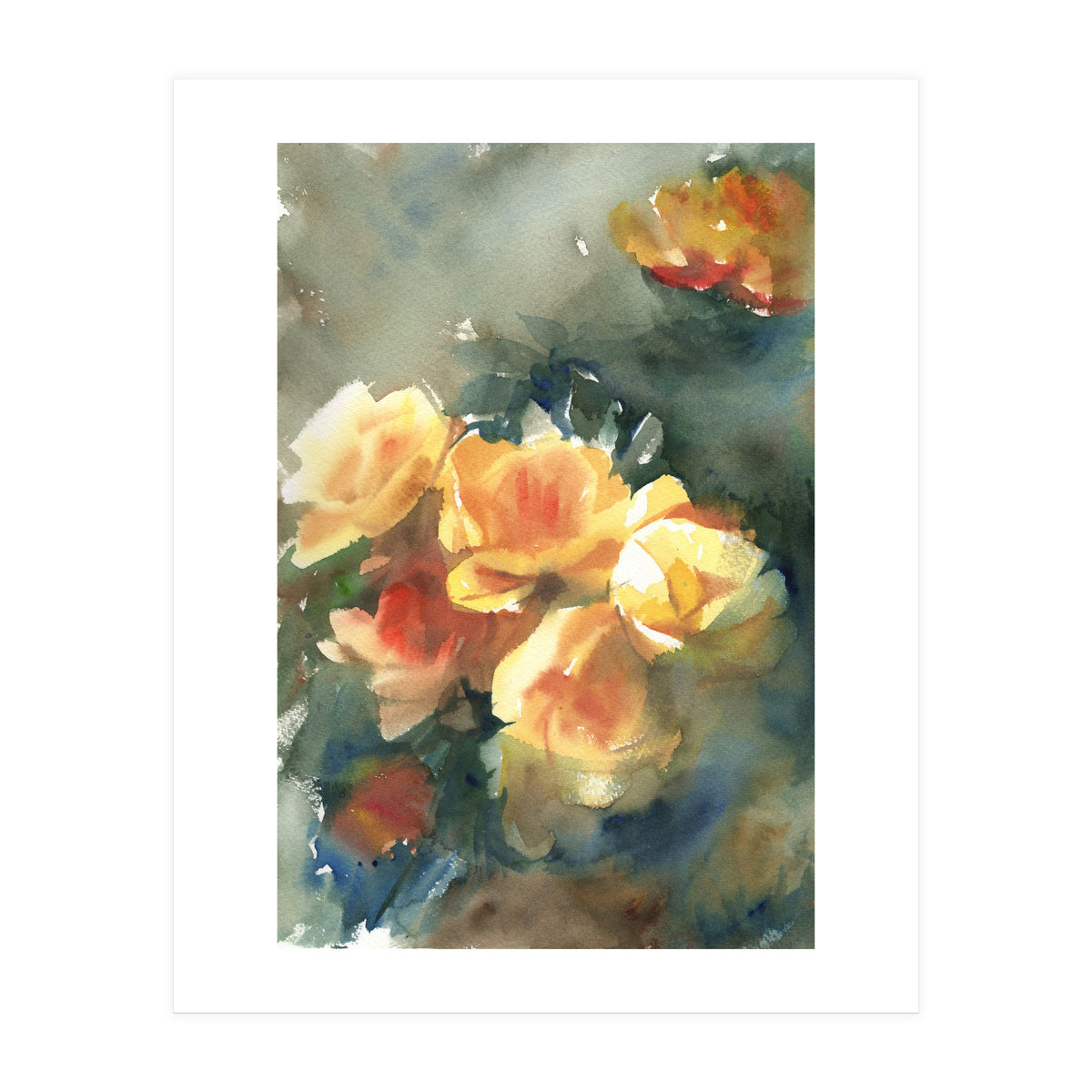 Abstract watercolor flowers (Print Only)