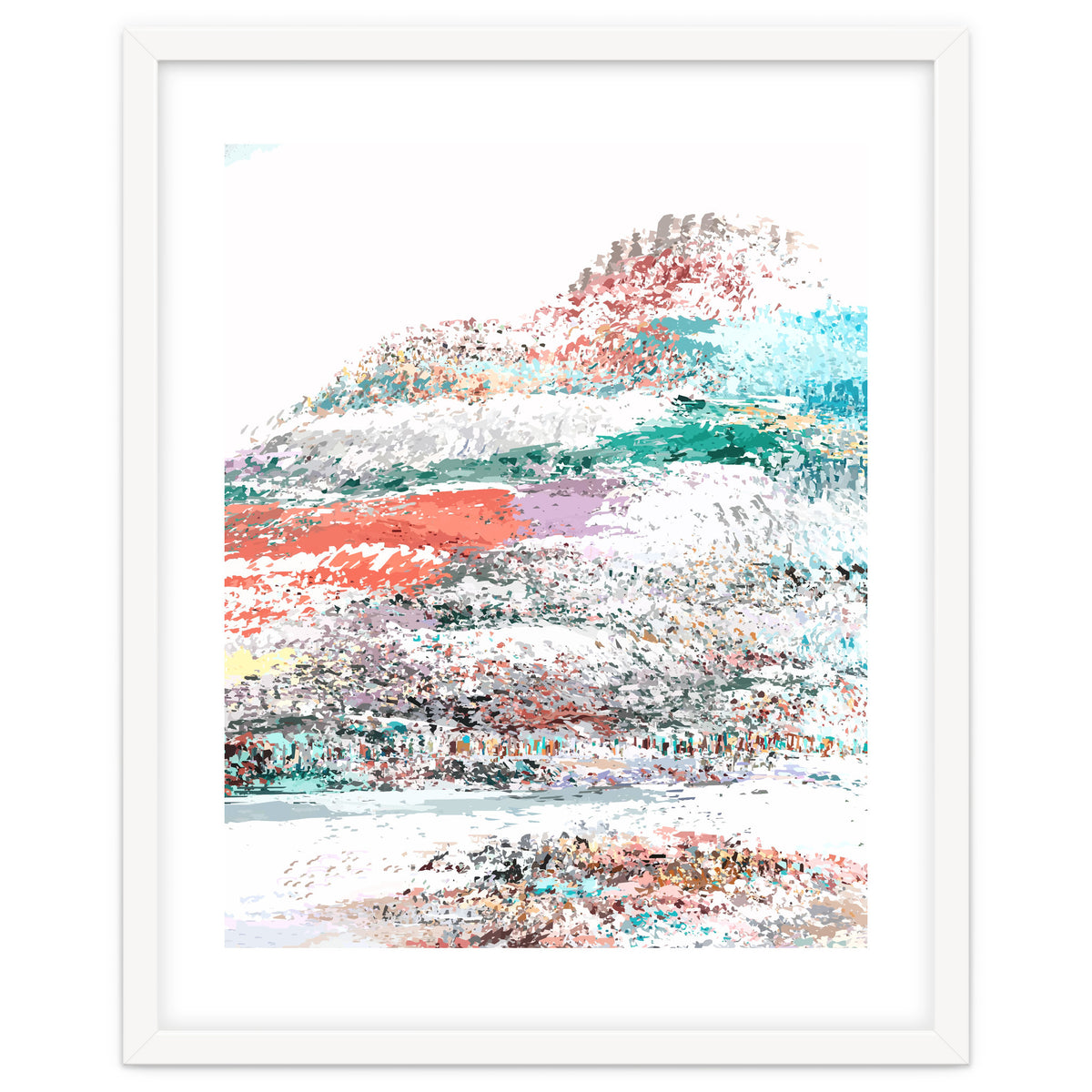 The Snow Mountain, Abstract Nature Digital Painting, Scandinavian Landscape Winter Travel
