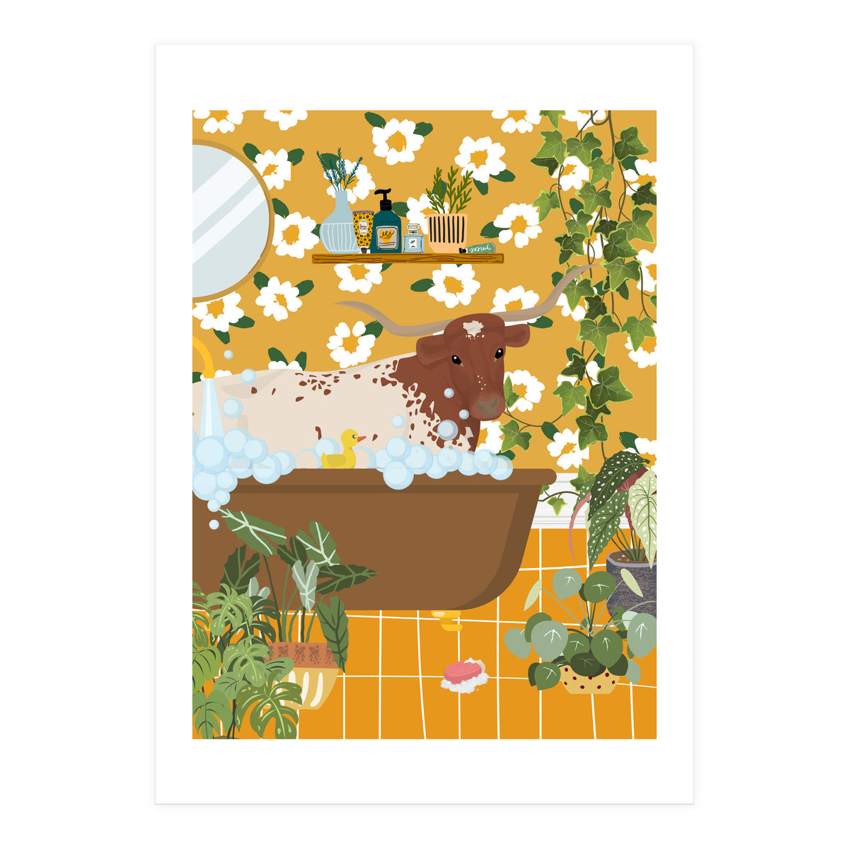 Texas Longhorn in My Bathtub (Print Only)
