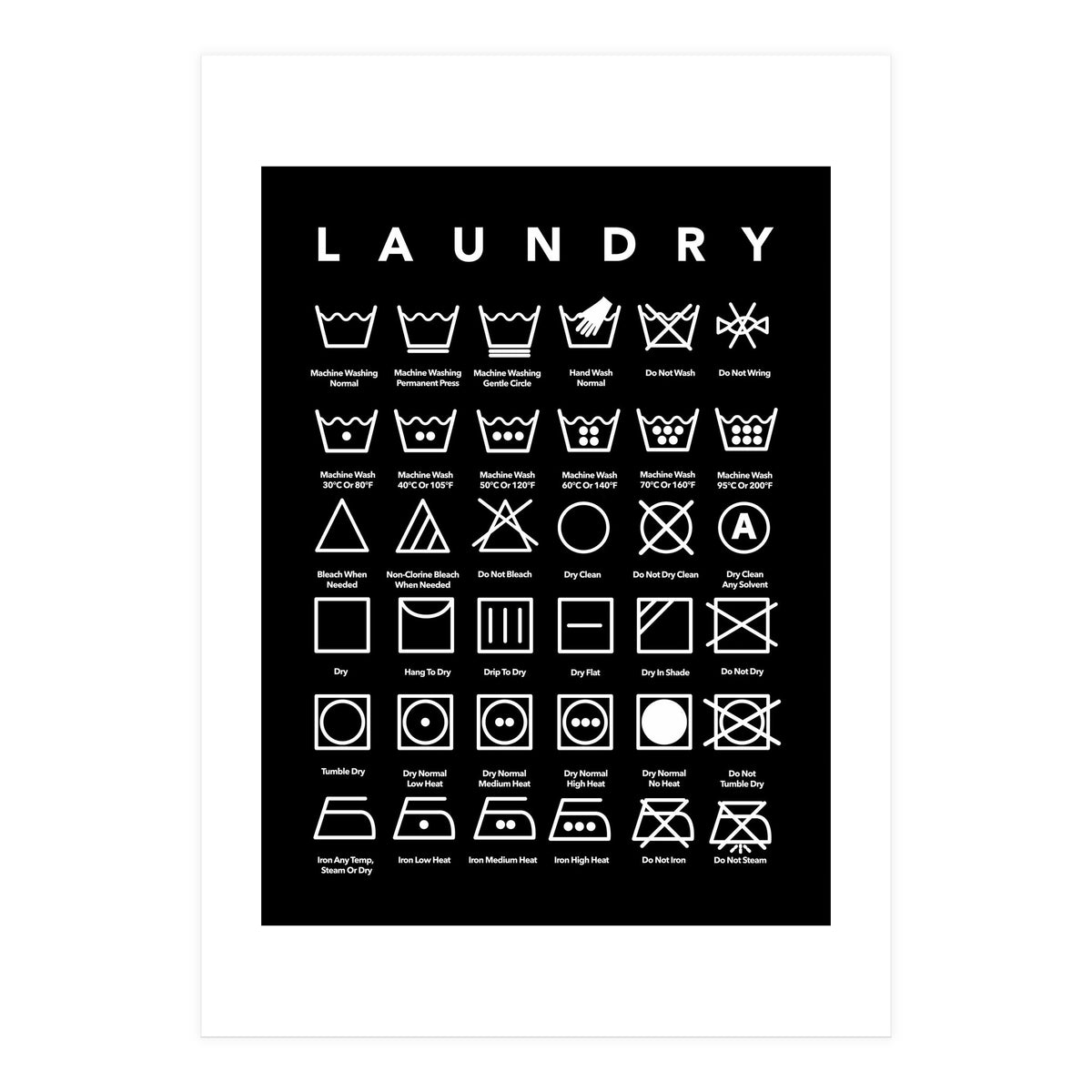 Laundry Symbols (Print Only)