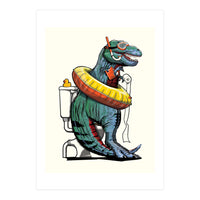 Dinosaur T-Rex on the Toilet, Funny bathroom humour (Print Only)
