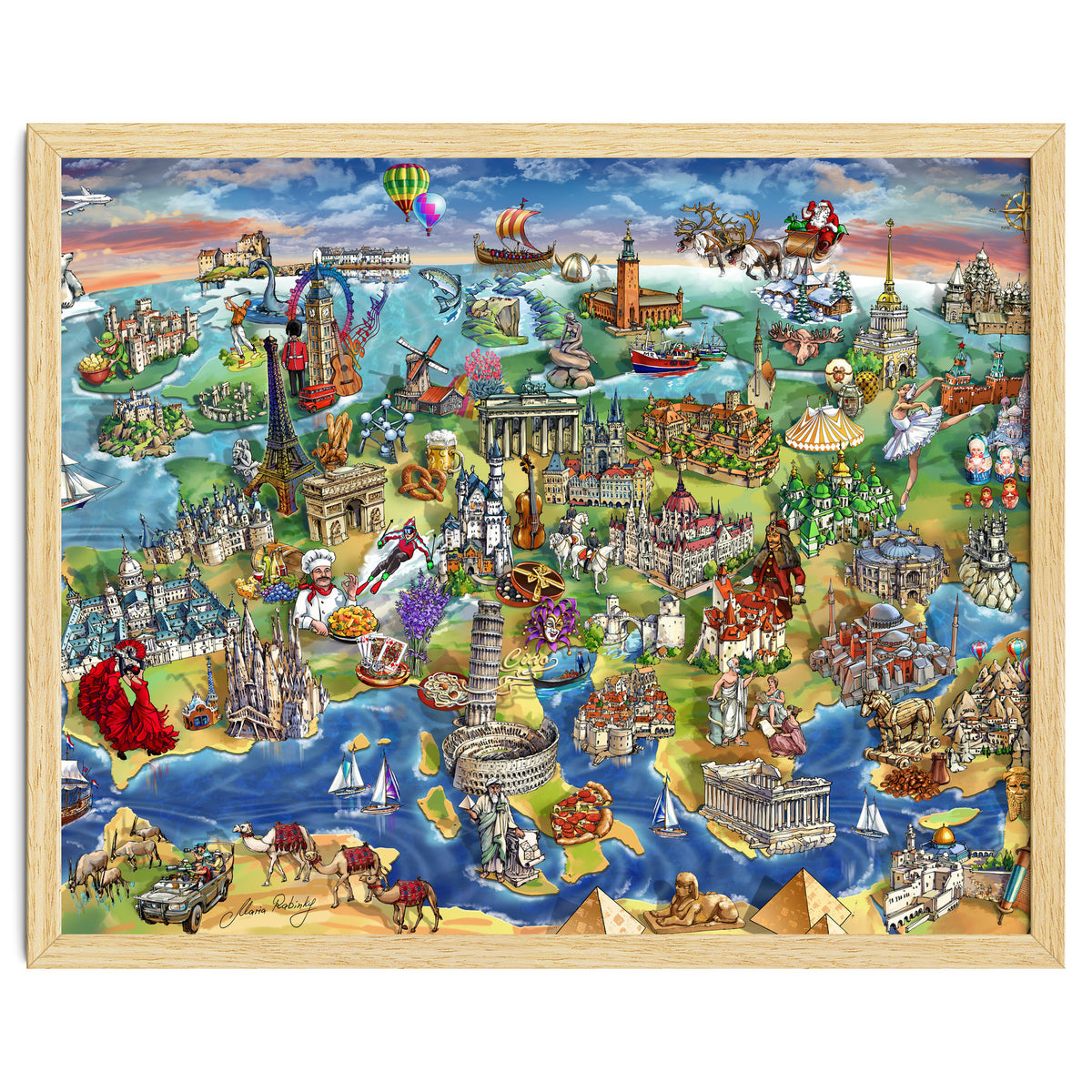 European World Wonders Illustrated Map