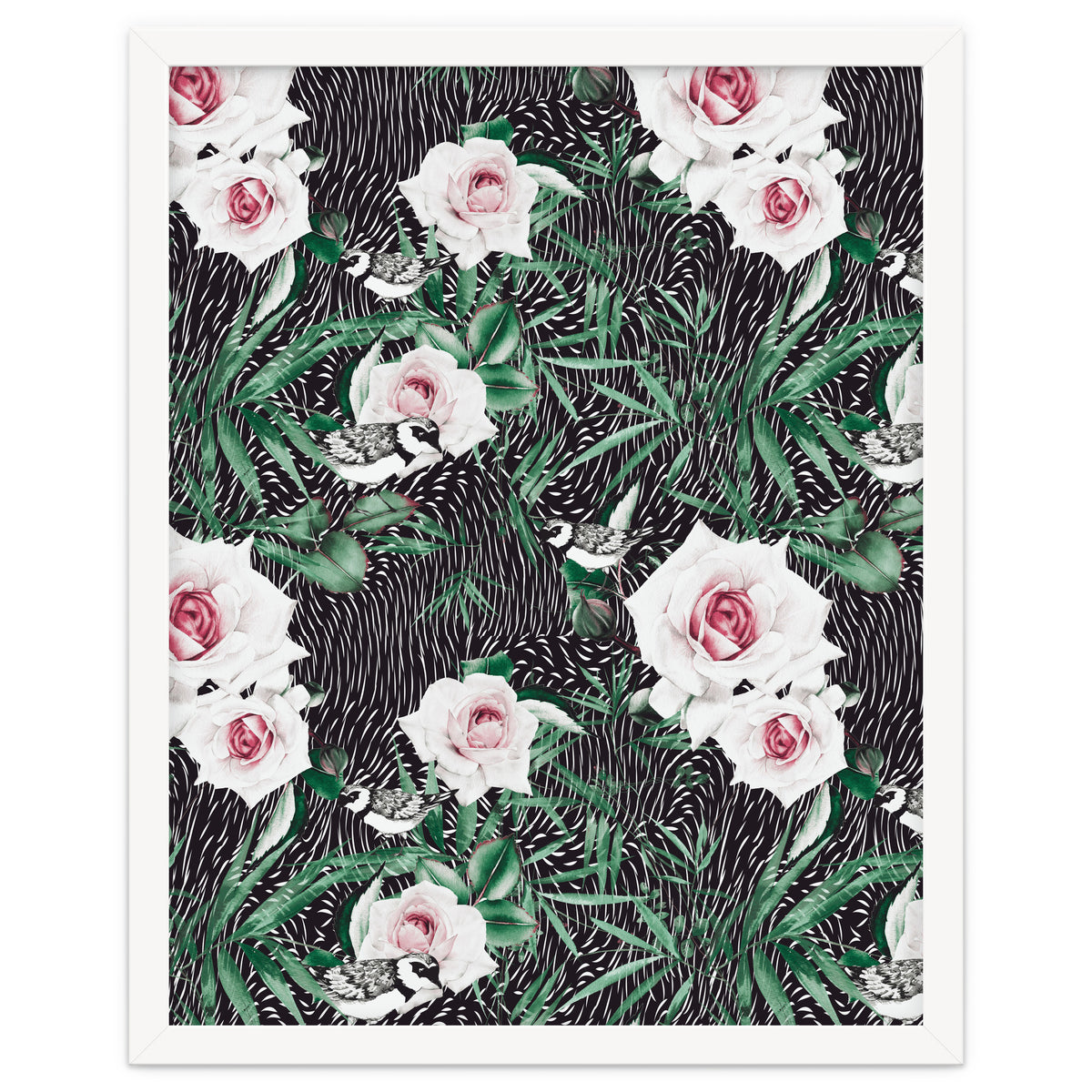 Dark flowery abstract of birds