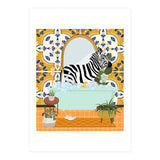 Zebra Bathing in Moroccan Style Bathroom (Print Only) thumbnail