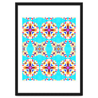 Exotic Tiles, Moroccan Teal Kaleidoscope Pattern, Turkish Bohemian Colorful Culture Eclectic Graphic