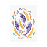 Swirling Narwhals | Purple (Print Only) thumbnail