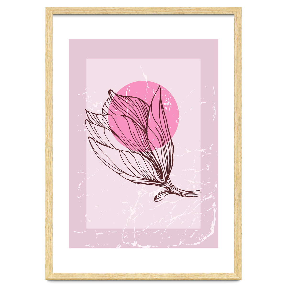 Magnolia  Minimalist Scandinavian, Abstract Geometric Art, Botanical Art