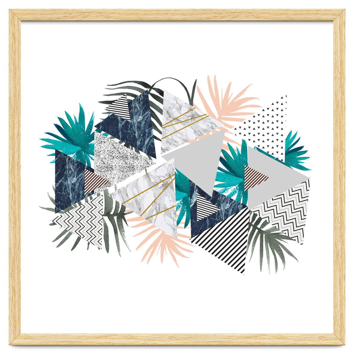 Abstract of geometric patterns with plants and marble I