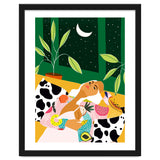 Eclectic Moon Lover | Modern Bohemian Quirky Woman Fashion | Color Pop Dreamer Illustration thumbnail