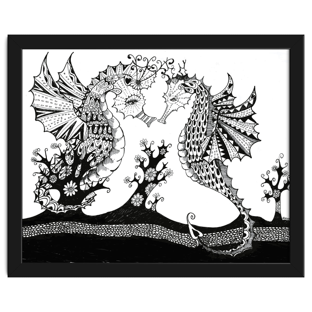 Seahorse Dragons Love Illustration