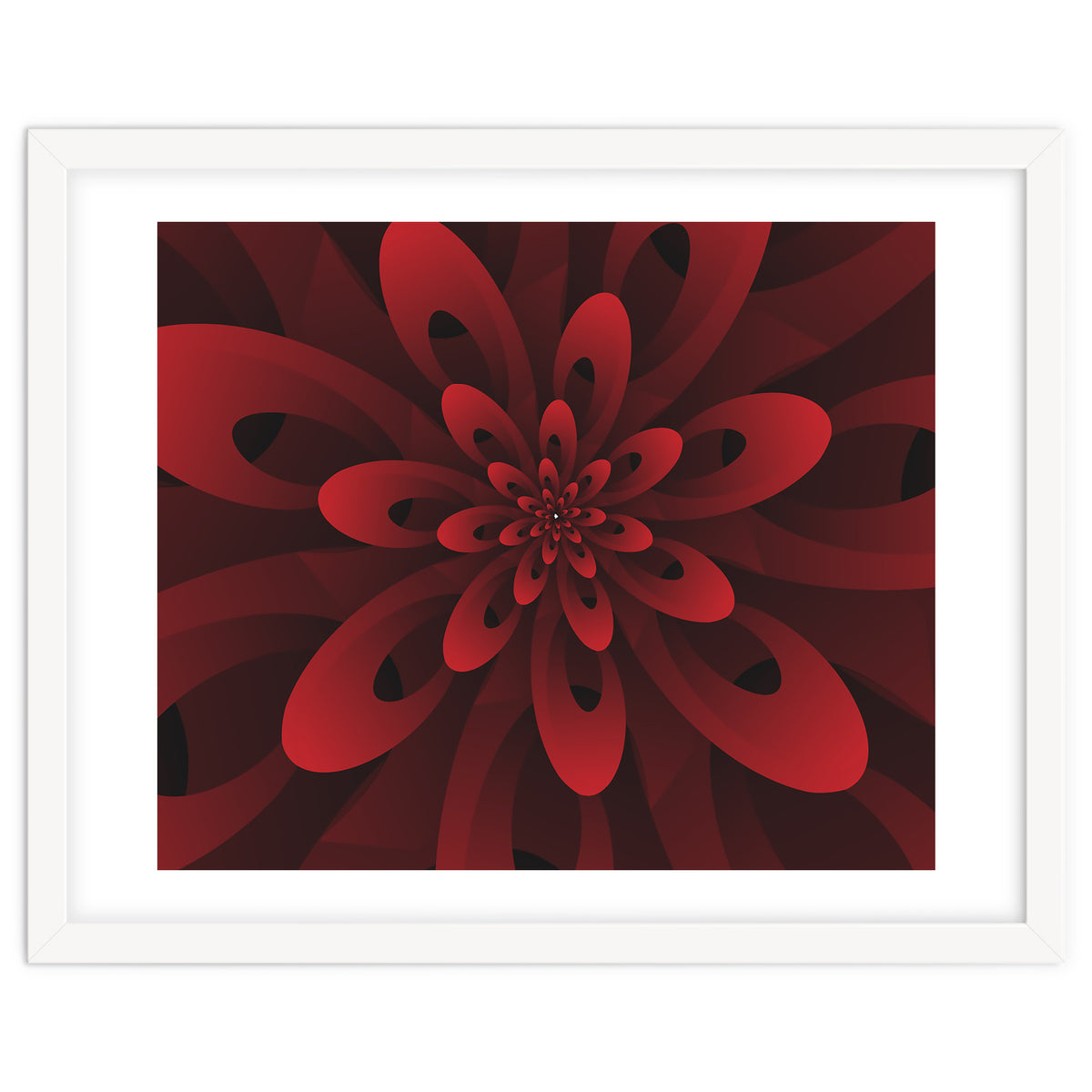 Abstract Digital Modern Red Floral 3D ART