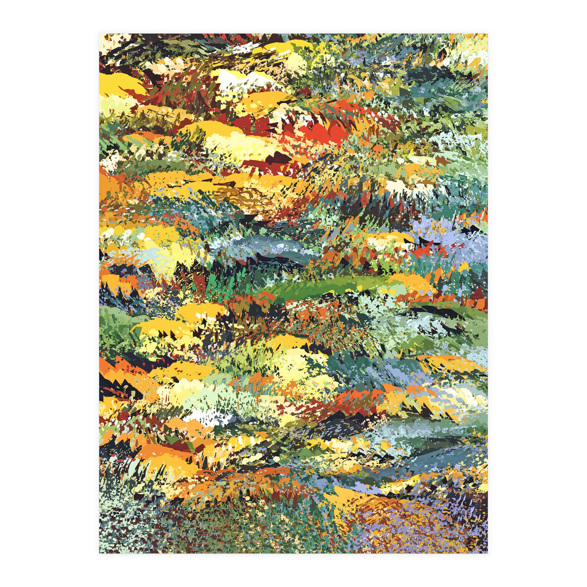 Autumn Forest, Nature Jungle Painting, Botanical Plants Abstract Illustration, Contemporary Modern Boho (Print Only)