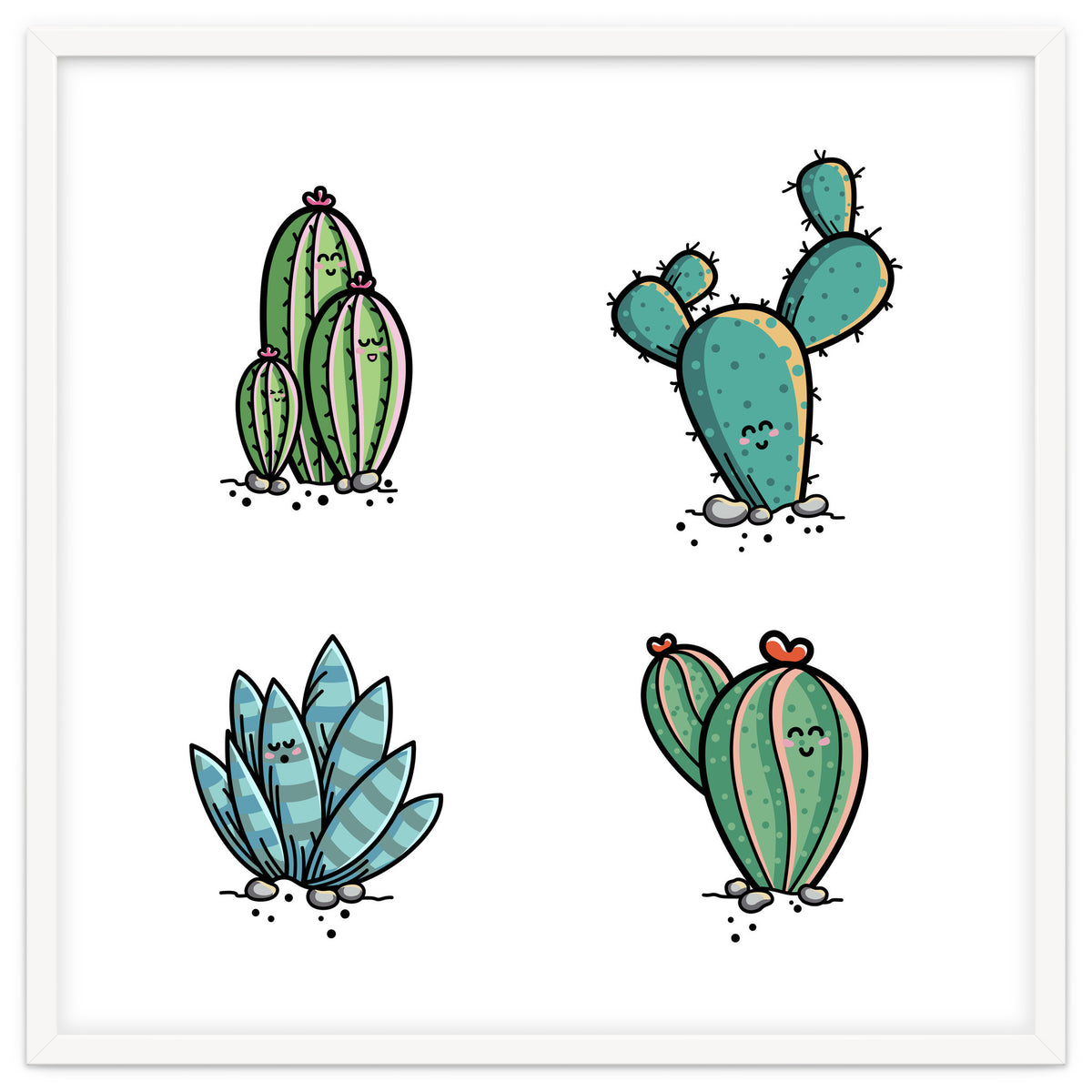 Kawaii Cute Cacti Desert Plants