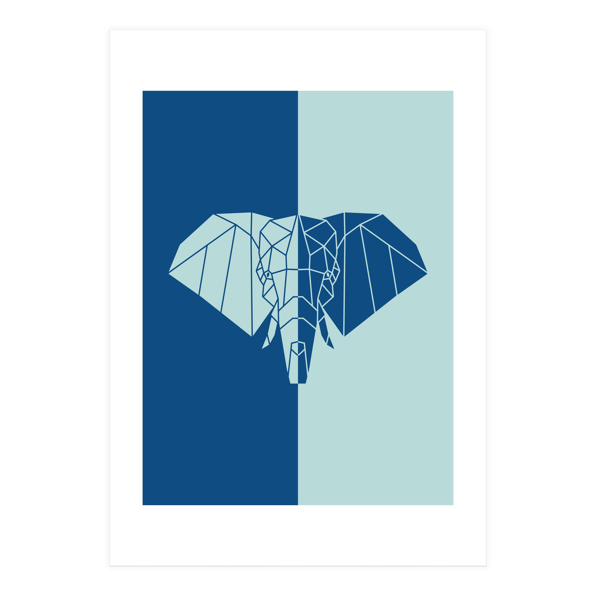 ELEPHANT IN BLUE ! POLYGON ART (Print Only)