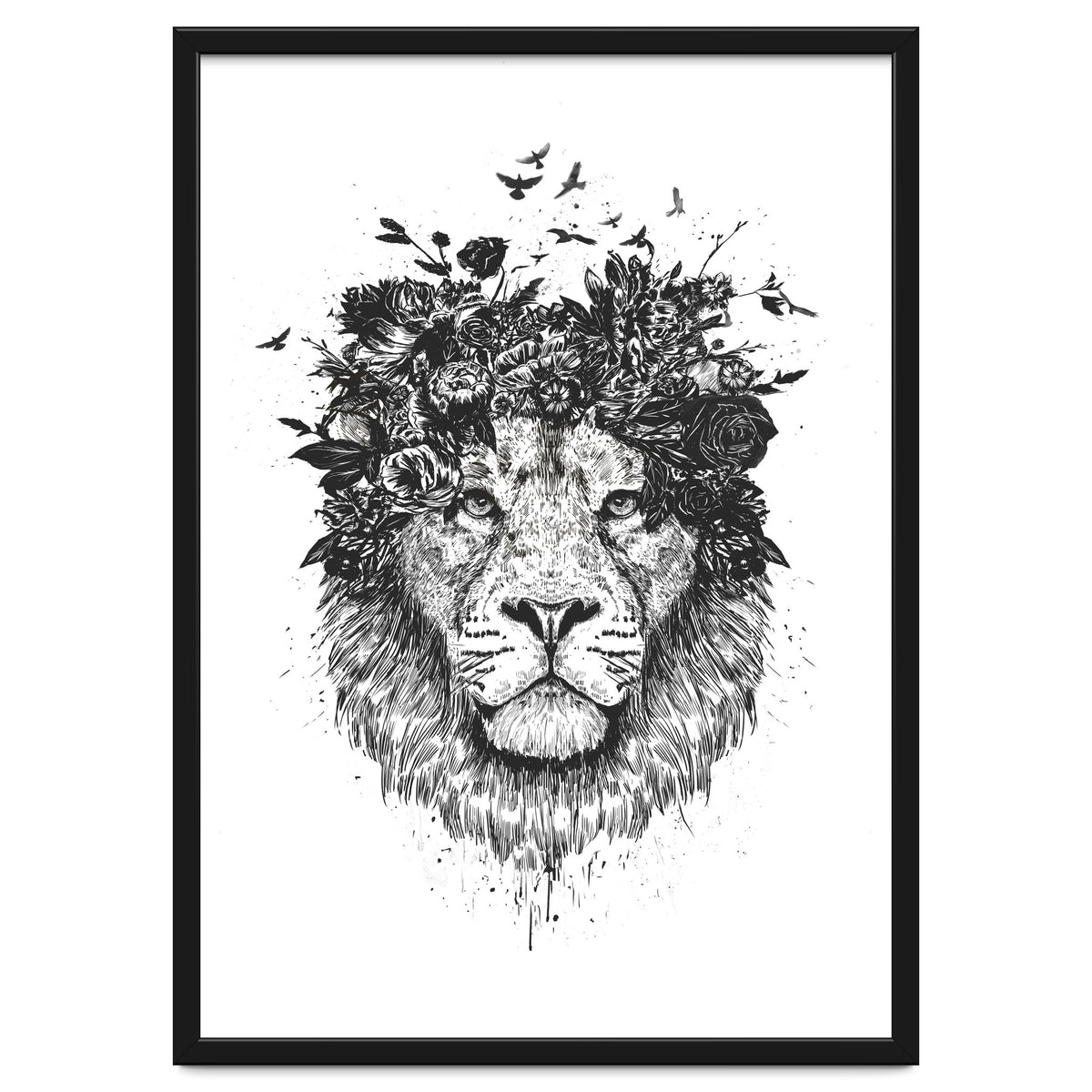 Floral Lion Bw