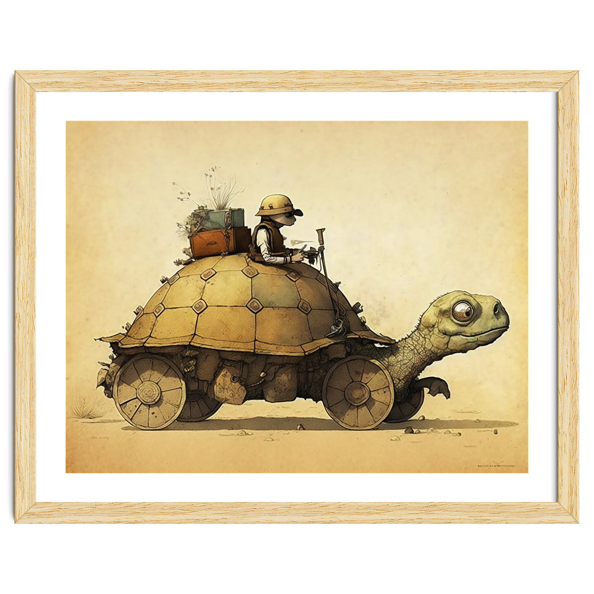 Tortoise Car Steampunk Illustration