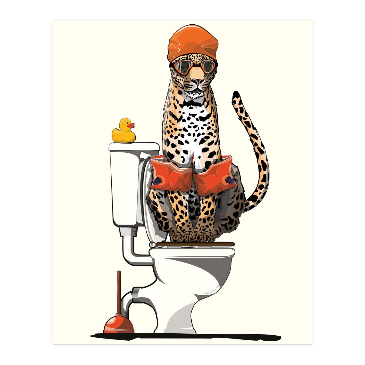 Leopard on the Toilet, Funny Bathroom Humour (Print Only)