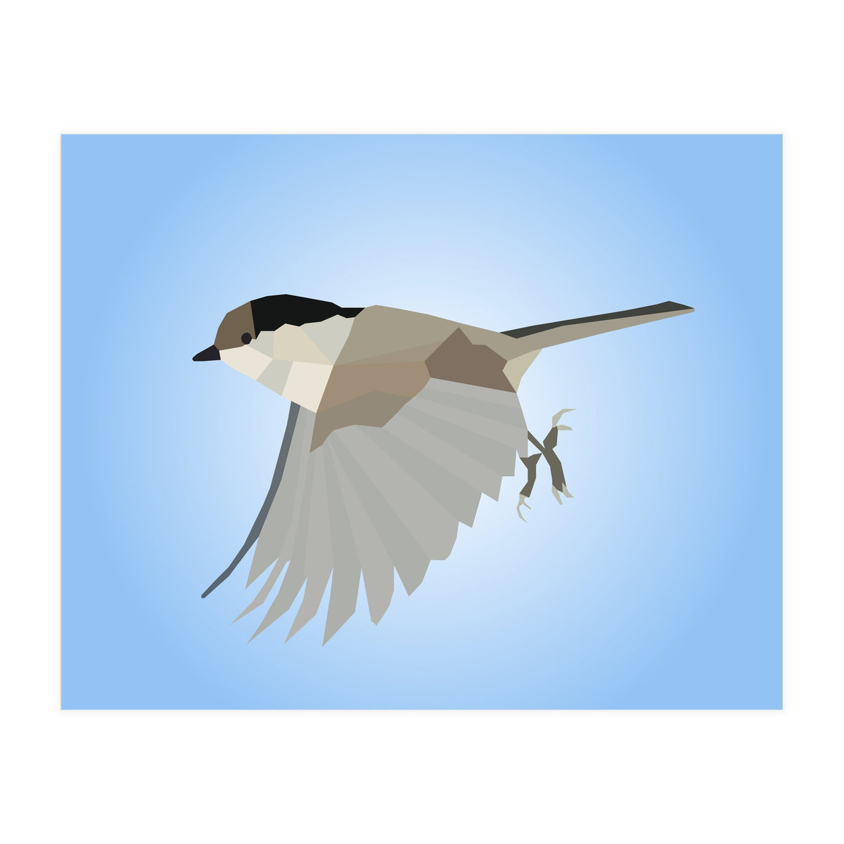 Willow Tit Bird Low Poly Art (Print Only)