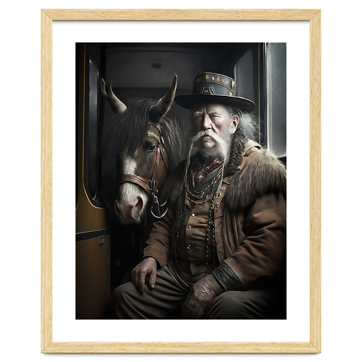 Old Man and His Horse on the Train