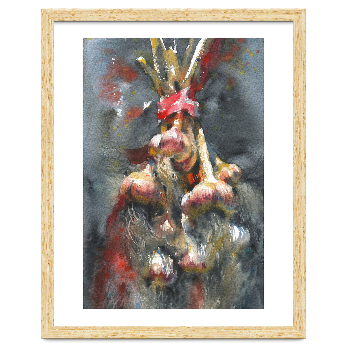 Garlic. Still-life  watercolor painting