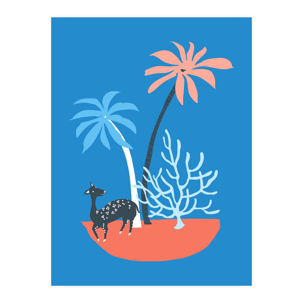 Island And Deer (Print Only)
