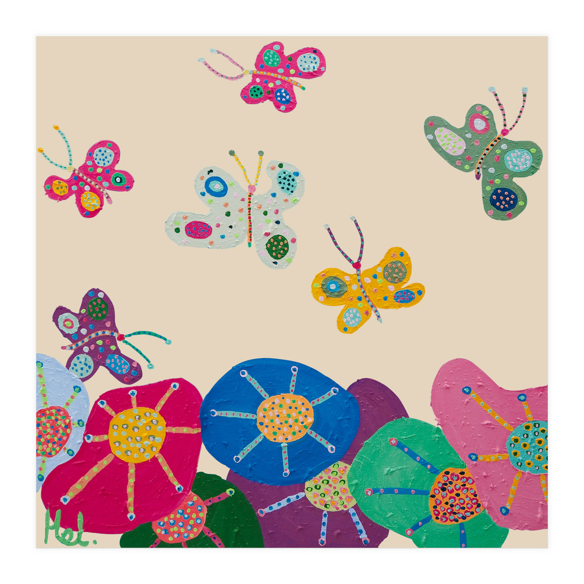 Butterflies Garden (pink) (Print Only)