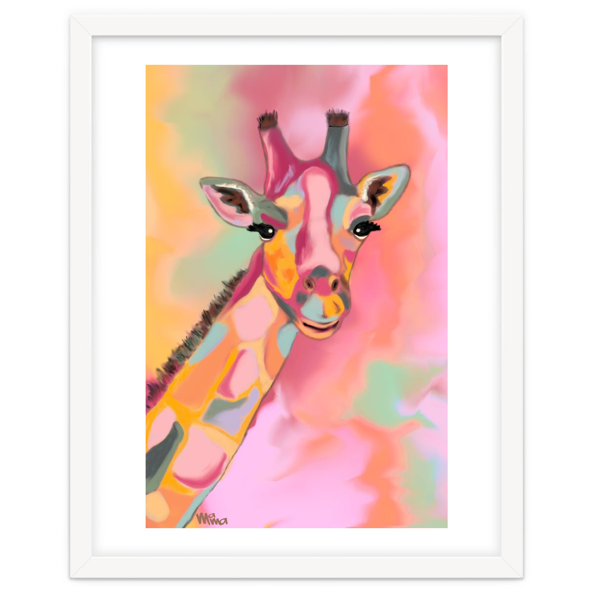 Giraffe Reaching the Rainbow