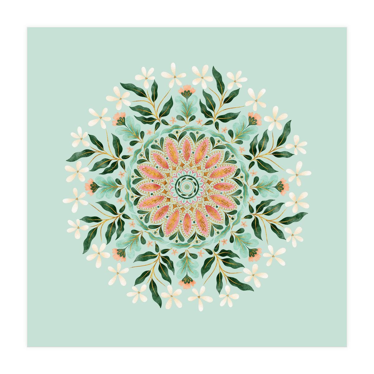 Floral Mandala | Mint Green (Print Only)