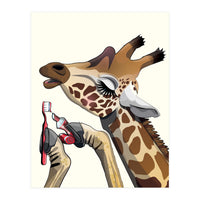 Giraffe Brushing Teeth, Funny Bathroom Humour (Print Only)
