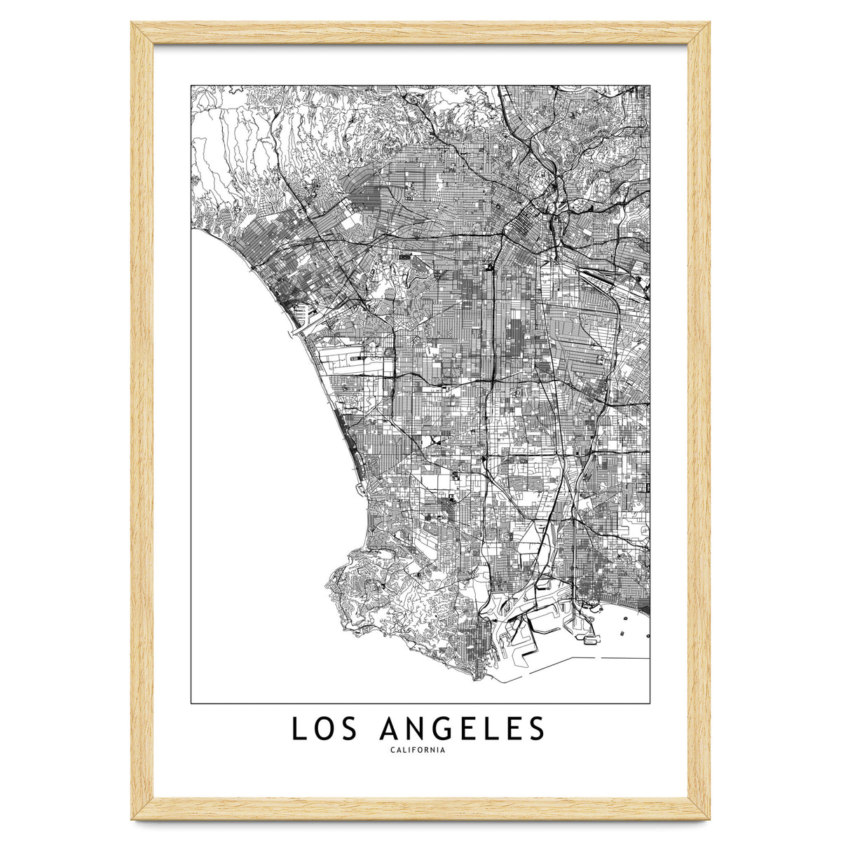 Los Angeles White Map