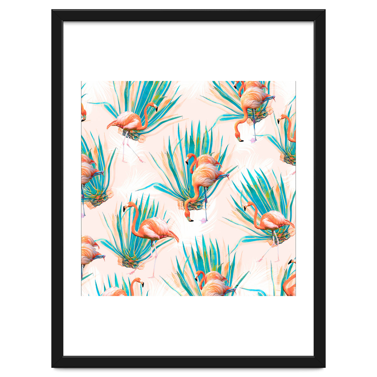 Anaglyph Flamingos with cactus