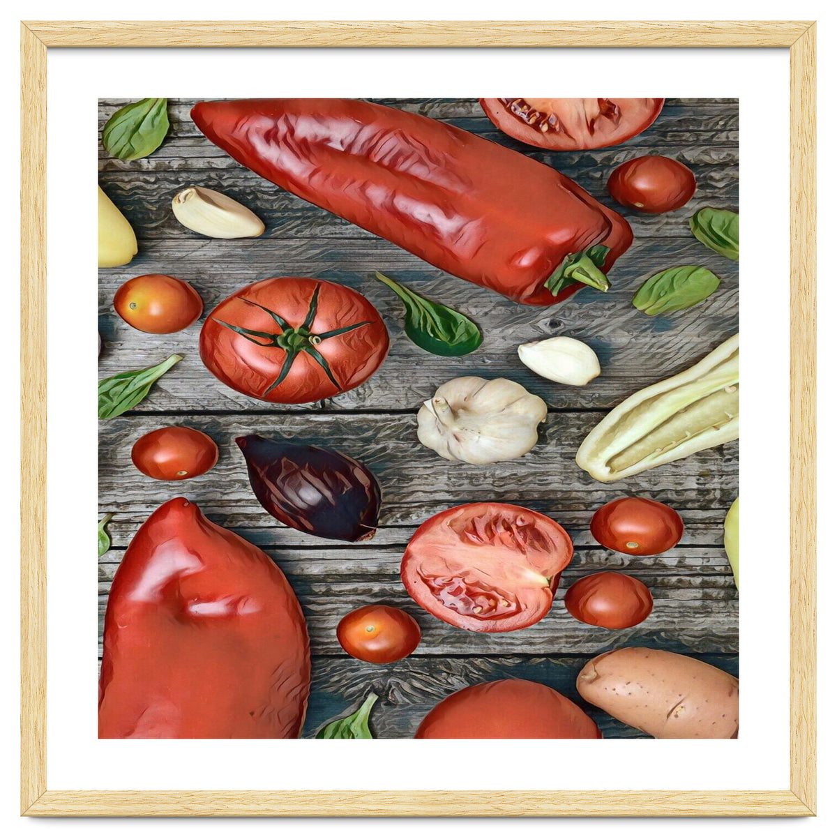 Tomatoes and bell peppers, healthy table