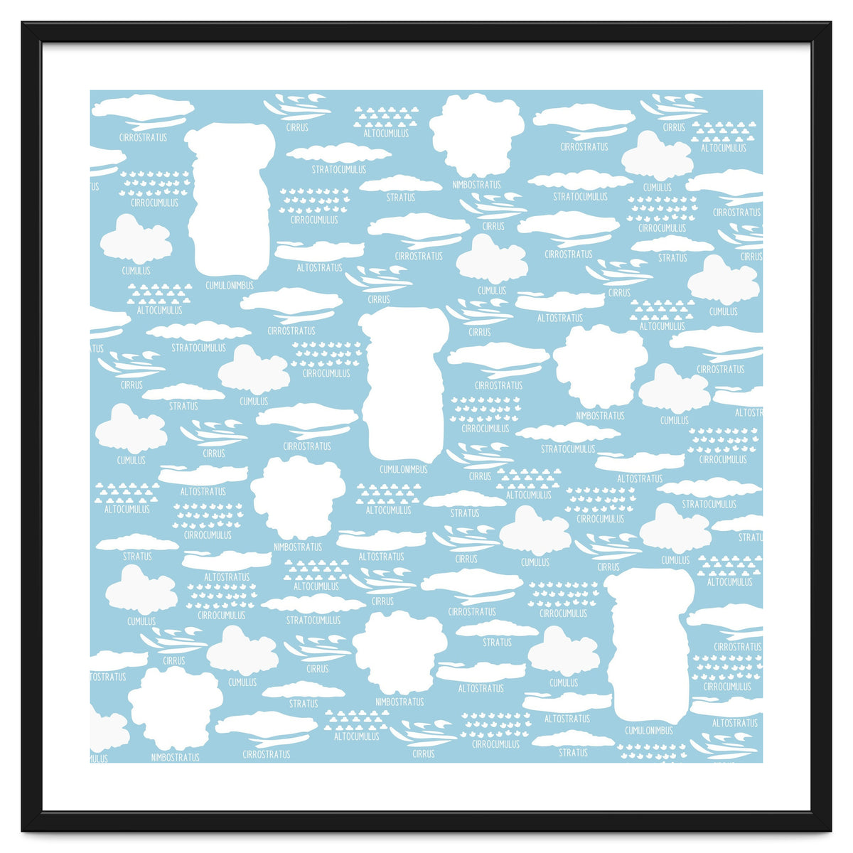 Clouds landscape on blue background