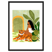 Just You & Me | Tiger Urban Jungle Friendship | Wild Cat Bohemian Black Woman with Pet