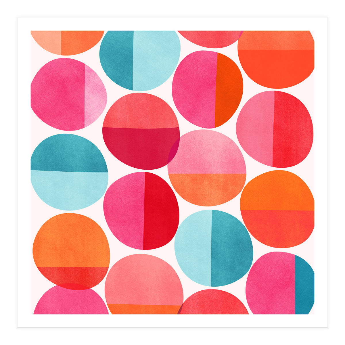 Mid Century Pink and Orange Dots (Print Only)