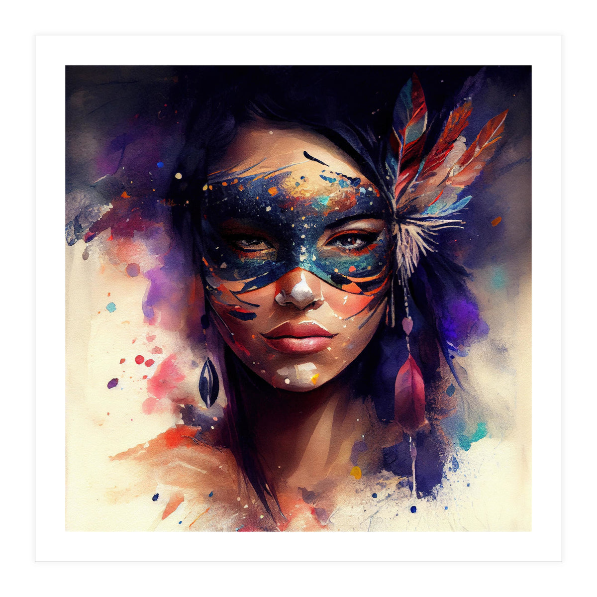 Watercolor Carnival Woman #1 (Print Only)